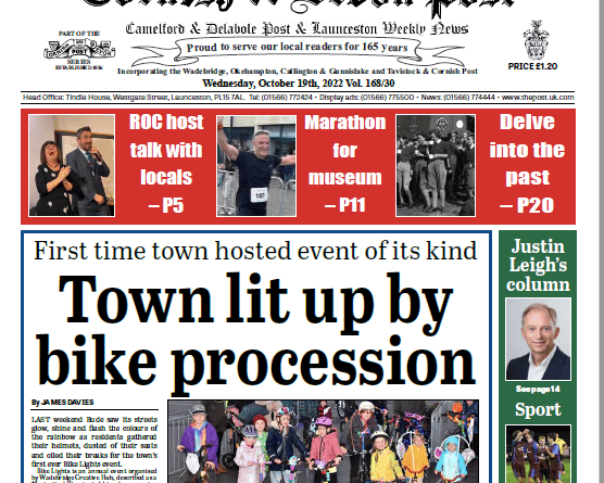 Cornish and Devon Post cover 19/10/22