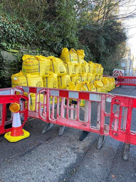 This temporary measure has been implemented to hold up the collapsed wall on Race Hill, Launceston, until the owners are able to come up with a more permanent solution