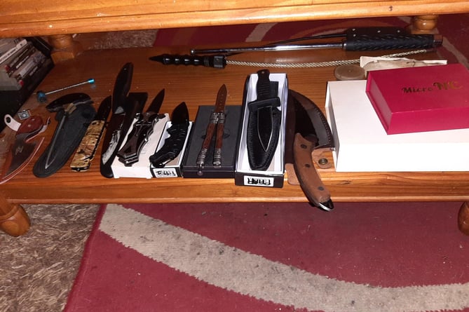 Weapons seized from the property in Bodmin