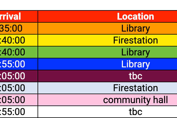 Pride bus times for tomorrow on February 25