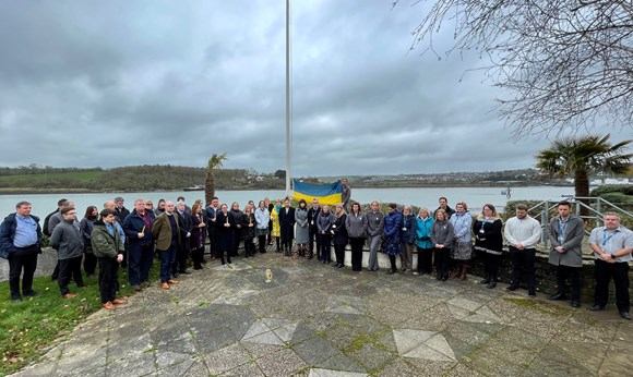 Minutes silence held one year on from Russian invasion of Ukraine