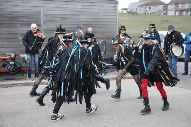 Morris dancers celebrate St Piran's day in Bude 