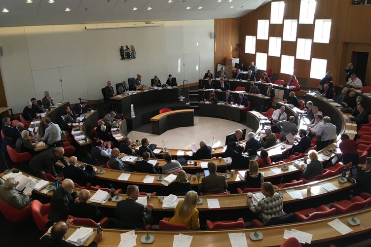 A packed Cornwall Council chamber
