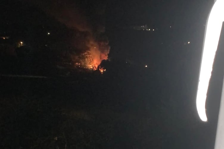 The fire in Launceston seen from a distance