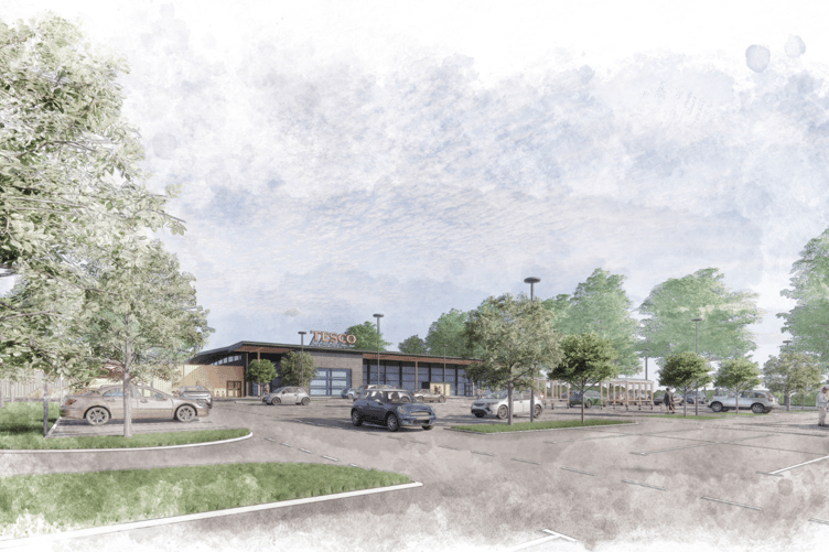 Artists impression of what the planned new Tesco might look like