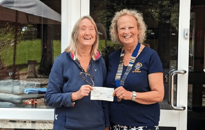House manager Jan Cottle of Abbeyfield Holsworthy Society was presented with a cheque for £150 from Lyn Fursdon president of Holsworthy & District Lions Club