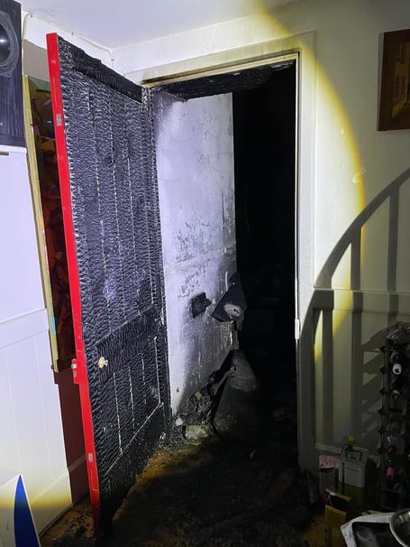 The door which helped prevent the fire spreading