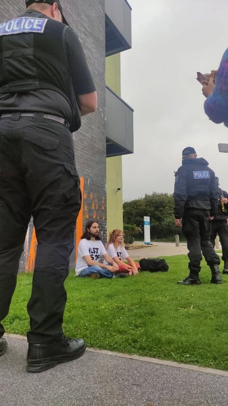 A man and a woman have been arrested on suspicion of criminal damage and remain in police custody