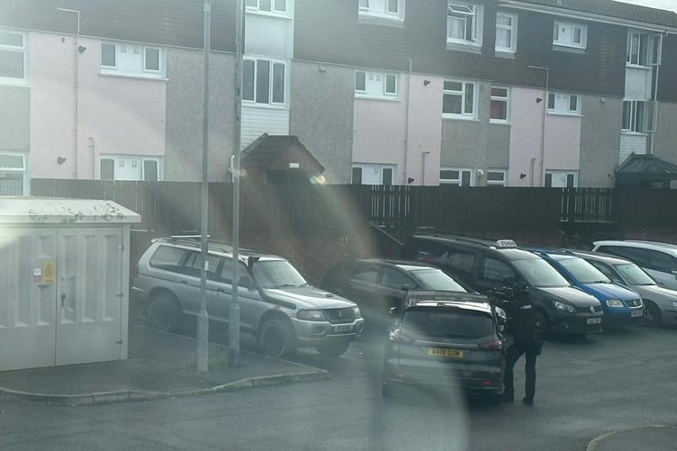 The scene on Kinsman Estate, where the man was apprehended