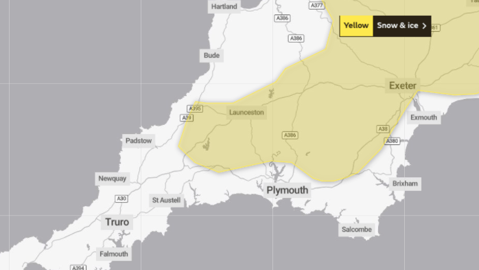 Met Office issues yellow weather warning for snow and ice | holsworthy ...