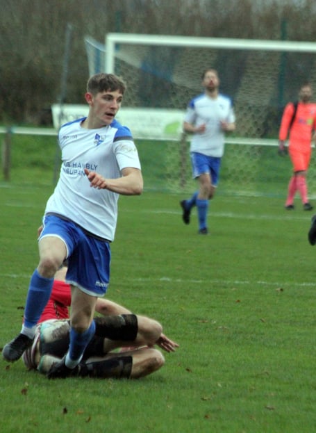Camelford striker Brooklyn Wilkins was in superb form at Trefrew Park.