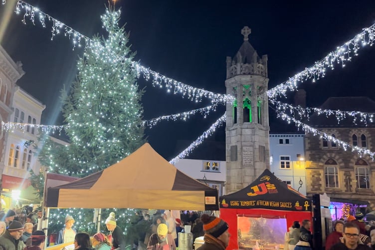 Launceston's town square lit up following 2023's switch on
