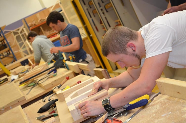 South Devon College students taking part in a Constructing Futures recent project.