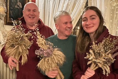 DARREN Tait receiving gifts from the Ukrainian orphanage