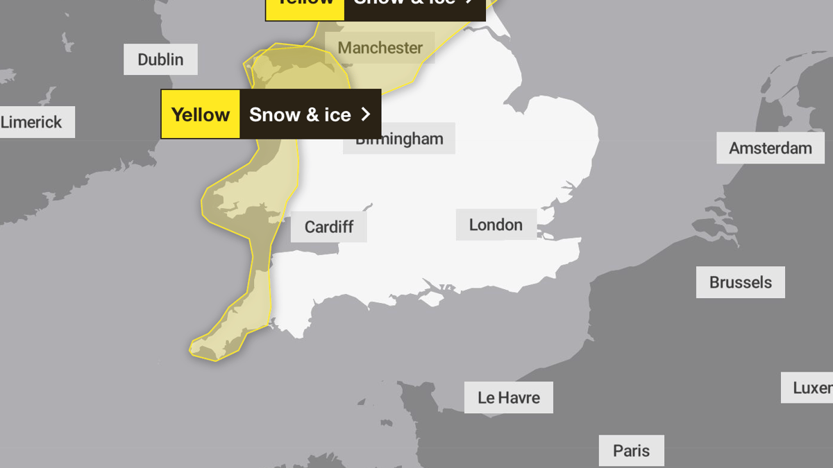 Yellow weather warning of snow and ice issued for Cornwall | holsworthy ...