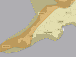 Amber weather warning issued for areas of Cornwall 