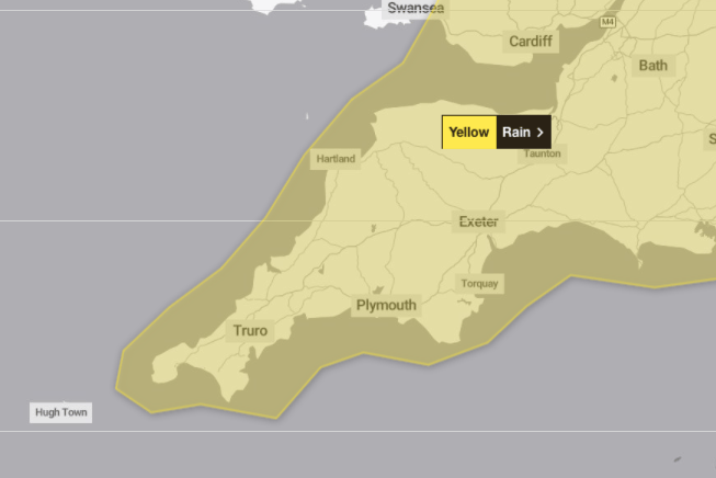 Met Office South West Rain Warning