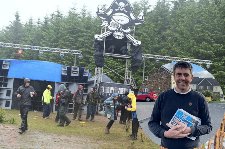The scene of the previous rave at Davidstow, with Scott Mann pictured (front right)