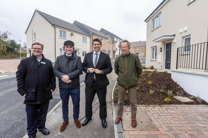 Mark Gardner Group Chief Executive, Olly Monk Cornwall Council cabinet portfolio holder for Housing, MP Scott Mann and Jonathan Adlington Chair of Ocean Housing Group Limited officially opened the new housing development at Respryn Road. 