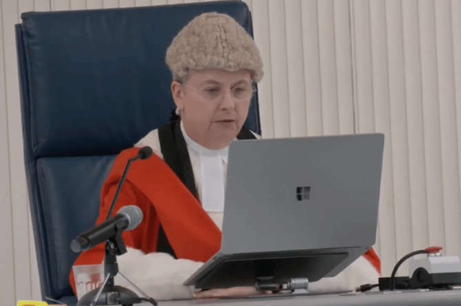 The Honorable Mrs Justice Cutts during the sentencing of the trio involved in the events leading to the death of Michael Riddiough-Allen and the injury of four others