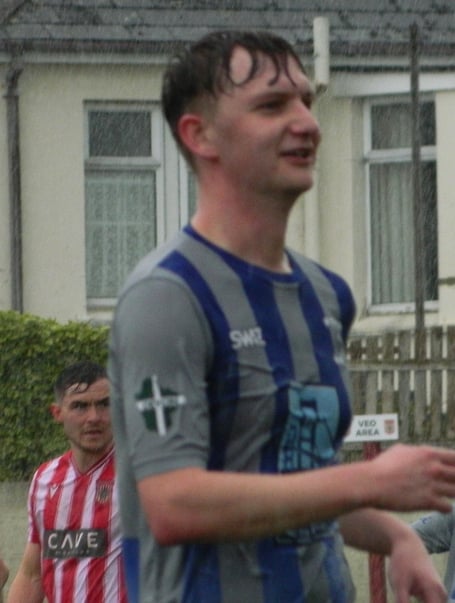 Holsworthy winger Will Harris enjoyed a slice of luck for the equaliser at Mount Wise. Picture: Steve Pearce