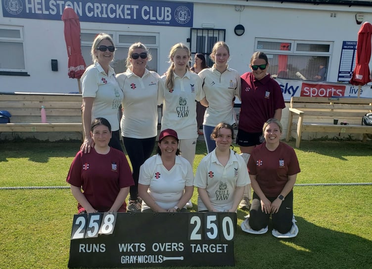Werrington's team down at Helston. Back row from left: Sharron Ruby, Rachel Jackson, Imogen Rowe, Ella Conway and Tilly Paynter. 
Front row from left: Grace Kirby (capt), Emma Horrell, Abigail Westlake and Hayley Kirby.