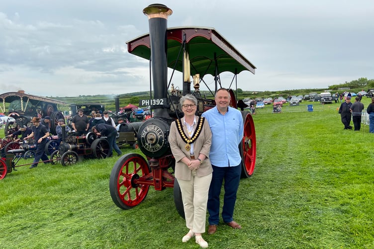 The mayor of Launceston Cllr Helen Bailey and her consort Mr Adrian Bailey were delighted to officially open the 40th anniversary show for the Launceston Steam and Vintage Rally