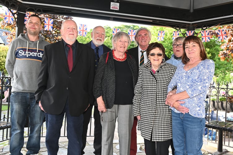 The Honorary Citizens of Camelford pictured at the D Day celebrations are John Praoline, Andy Shaw, John Pearce, Mary Pearce, John Gilbert, Sally Moore, Peggy Ellison and Jane Moore (Picture: Adrian Jasper)