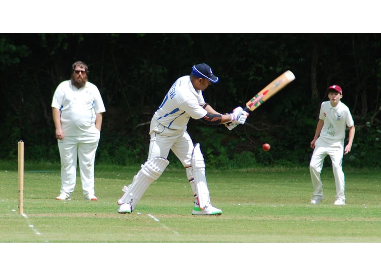 Gunnislake skipper Dinesh Thirupuvanarajah hits out during his knock of 34 against Werrington on Saturday. Picture: Brian Martin