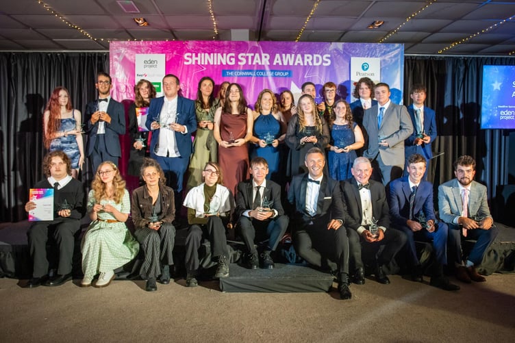 The award winners are pictured at The Cornwall College Group's Shining Star Awards ceremony, recently held at St Mellion Estate