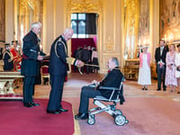 Richard 'Dicky' Evans knighted by King Charles at Windsor Castle