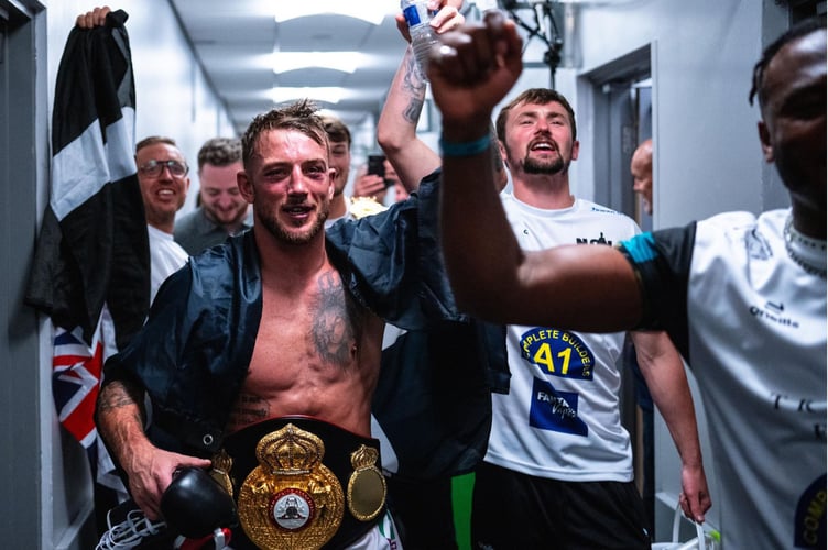 Brad Pauls backstage after his British middleweight title defence.