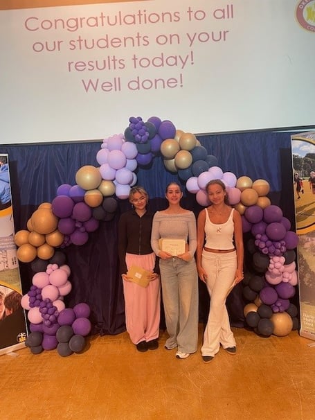 Alya, Freya and Mae celebrate their results
