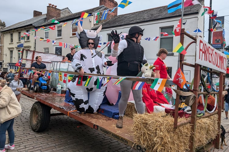 The farmer olympics added some agricultural chaos to the event, as well as soaking the crowd with water pistols. (Picture: Aaron Greenaway)