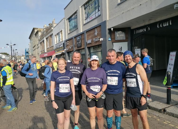 Five of the Launceston Road Runners at the Truro Half Marathon. From left: Emma James, Peter James, Lavinia Marshall, Wayne Rundle and Darren Evans. Picture: Launceston Road Runners
