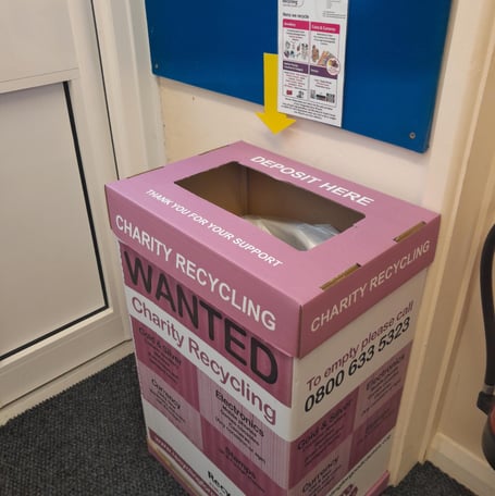 The charity recycling point at Holsworthy Library (Picture: Libraries Unlimited Holsworthy)