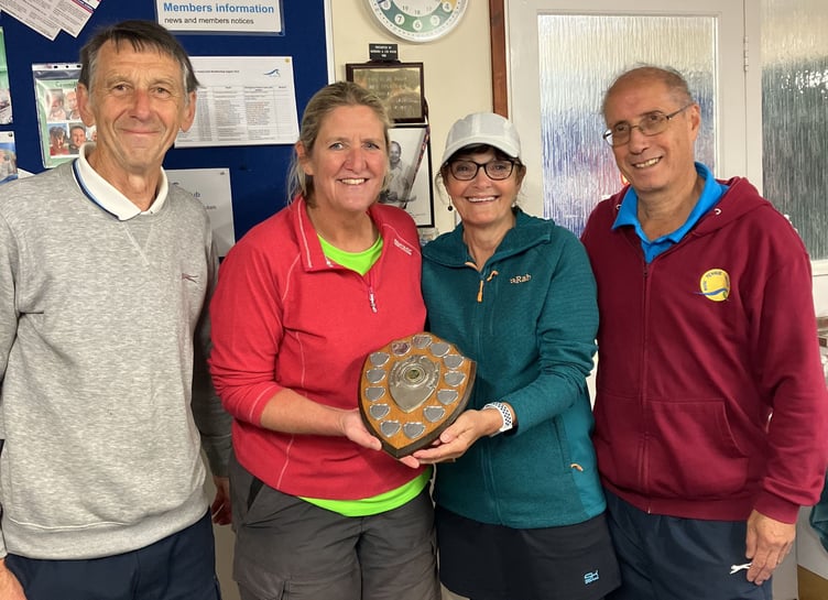 The winning pairs in the Cecil Heard Trophy. From left: John Brooks, Sharon Box, Carole Hunt and Gordon Cordeiro. Picture: Bude Tennis Club