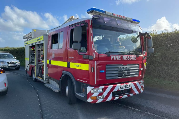 Holsworthy Fire Station engine in attendance at an incident