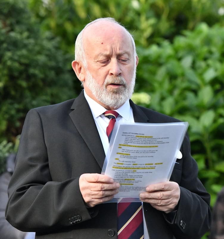 Delabole British Legion Chairman Bill Hatch reads the roll of honour at the War Memorial (Picture: Adrian Jasper)