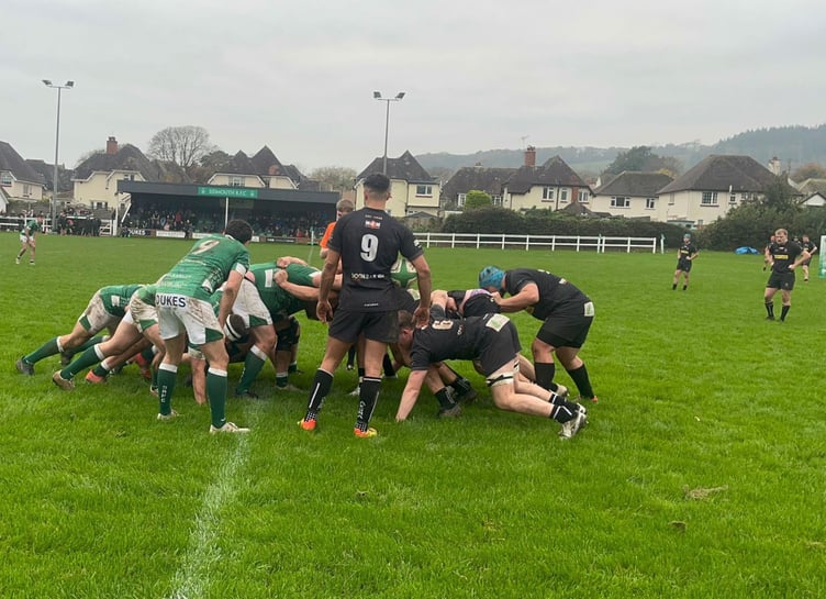 Launceston scrum-half Goerge Hillson prepares to put the ball into a scrum at Sidmouth on Saturday. Picture: Launceston Rugby Club
