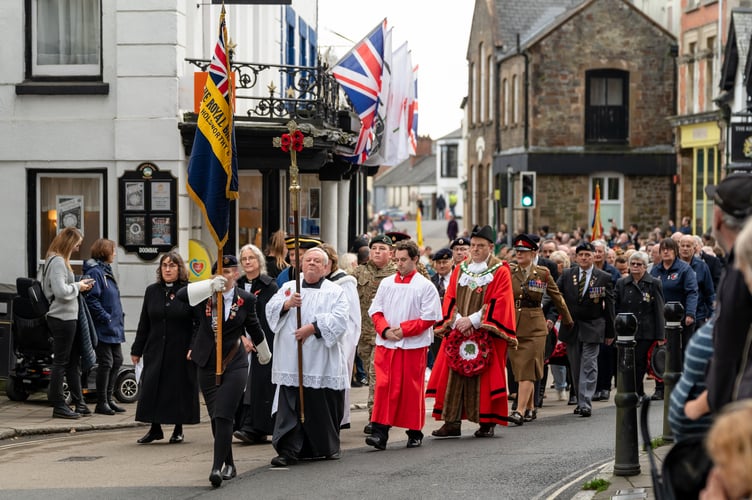 The parade marching through Holsworthy Town Centre (Picture: Matt Willson/Passion4Photos)