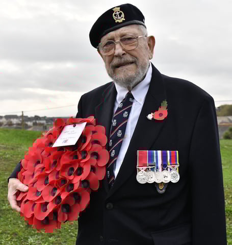 Wearing his medals with pride is Godfrey Harrison President of the Royal British Legion Bude