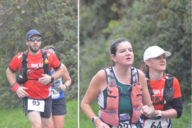 Ben Rogers (65) and Nicola Emmett (64) in action at the Cornish Marathon. Pictures: East Cornwall Harriers