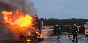 Fire crews tackle large vehicle fire 