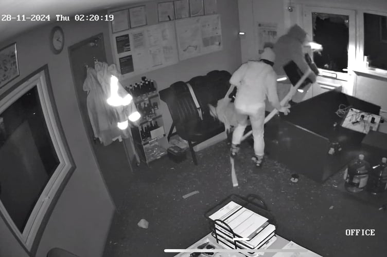 The damage to Pennygillam Auto Centre after the break-in (Picture: Pennygillam Auto Centre)