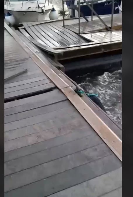 The Saltash pontoon operated by Saltash Town Council sustained considerable damage Storm Darragh. 