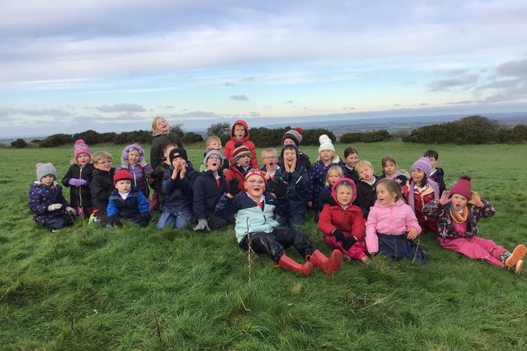 Egloskerry Students at Warbstow Castle
