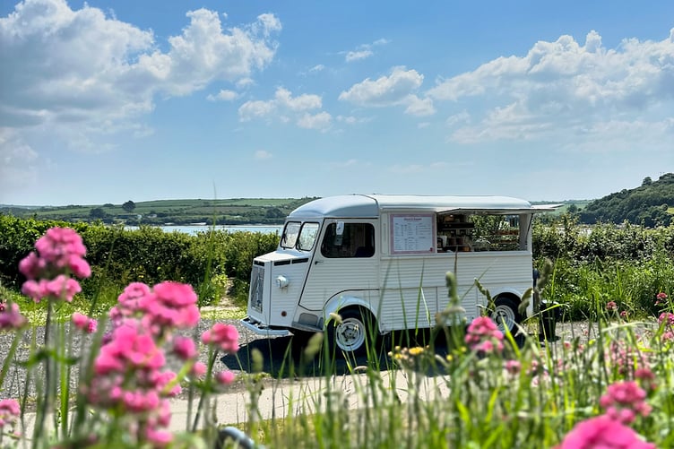 The 1957 Citroen HZ vintage van on the Camel Trail.