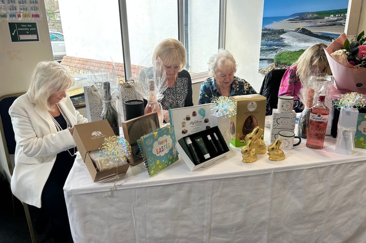The busy raffle table at Bude Inner Wheelâs Charity Lunch