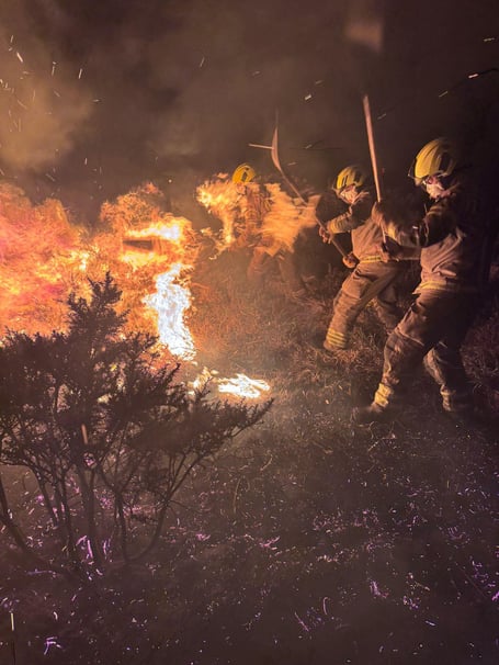 Firefighters deal with one of the three incidents on Bodmin Moor on Saturday 